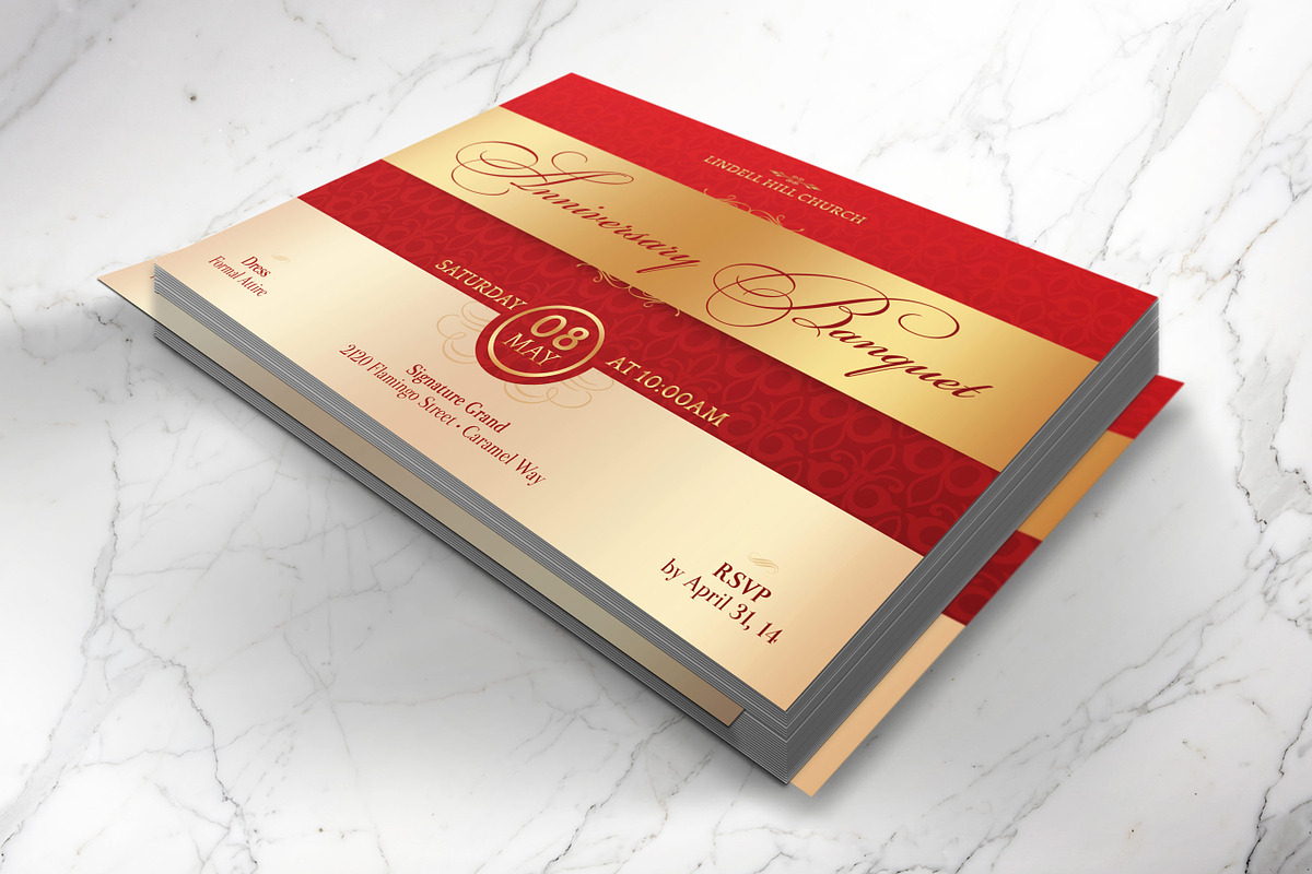 Red Anniversary Banquet Postcard PSD, a Card Template by Godserv Designs (Photo 6 of 11)