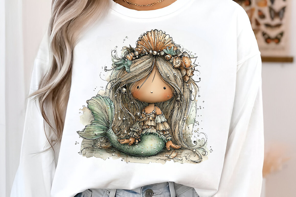 Whimsical summer mermaid clipart, an Illustration by SinaCreation (Photo 6 of 11)