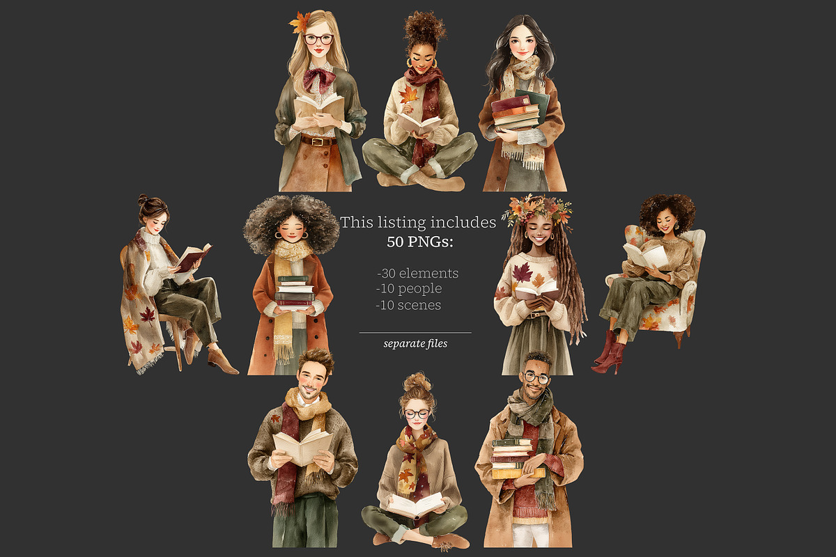 Reading Season Clipart, a Seasonal Illustration by GlamArtZhanna (Photo 7 of 8)