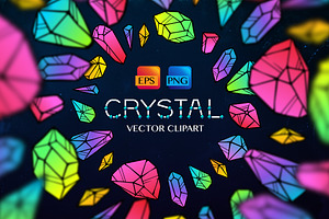 Crystals neon vector clipart