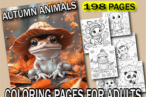Autumn Animals Coloring Pages, an Illustration by Design Home