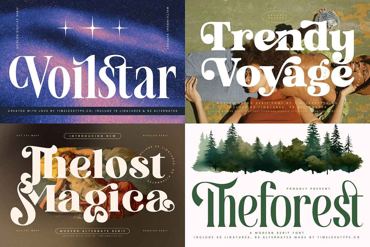 Mega Pack 50 Modern Display Fonts, a Font by timelesstype.co (Photo 13 of 14)
