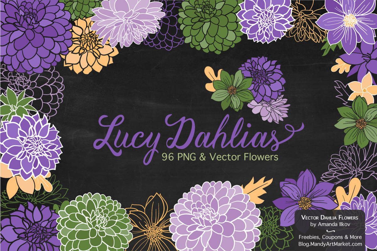 Purple Dahlia Clipart & Vectors, an Illustration by Amanda Ilkov (Photo 2 of 4)