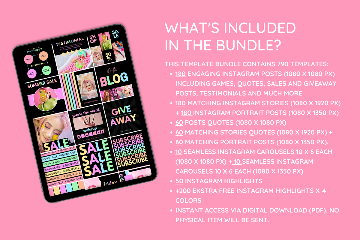Pastel Neon Instagram Templates, a Social Media Template by SunshineStudioBoutique (Photo 4 of 10)
