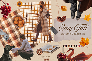 Autumn Collage Kit - Cozy Fall, an Object Graphic by JulsIst