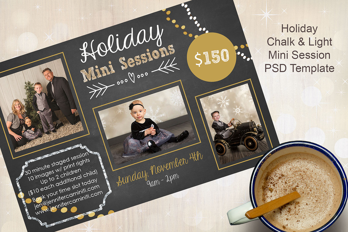 Holiday Mini Session Template, a Flyer Template by Jennifer Caminiti