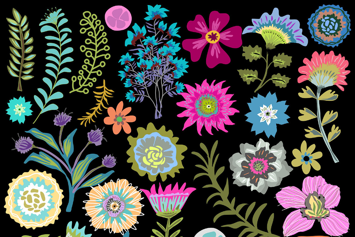 Flower Clip Art 27 Elements, an Illustration by Karen Fields Design (Photo 1 of 3)