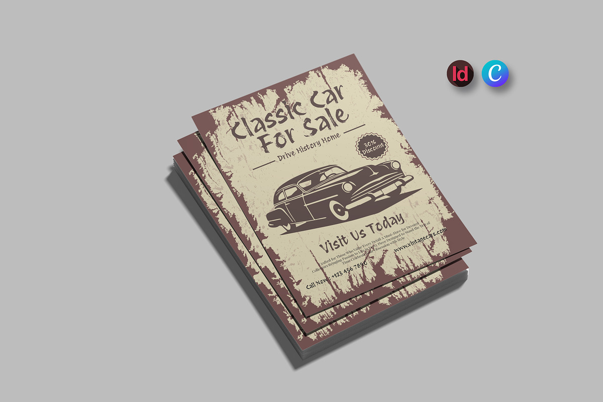 Classic Car Sales Flyer Template, a Flyer Template by Creatiya Type (Photo 2 of 3)
