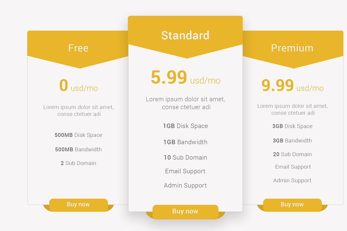 Pricing Table, an UI Kit Template by ARP Creation (Photo 3 of 4)