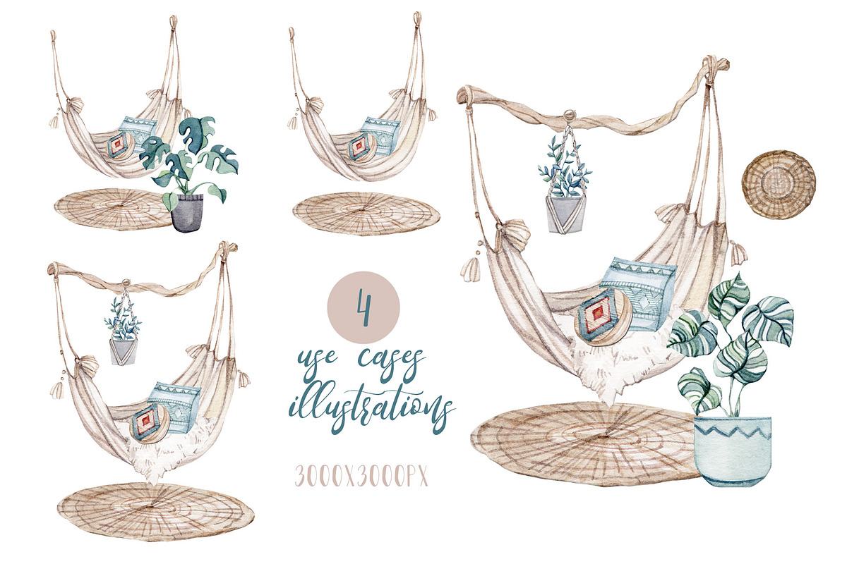 Watercolor set HOME JUNGLE, a Decorative Illustration by S_ARTLOVE (Photo 7 of 11)