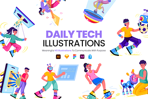 Technology Illustration Set, a Technology Illustration by Prosymbols