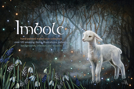 Imbolc Celtic Winter Watercolor Set, a Texture Illustration by Fluffy Unicorn