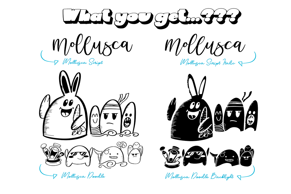 Mollusca Font Trio | Dingbats Doodle, a Script Font by Ardana Creative (Photo 4 of 15)