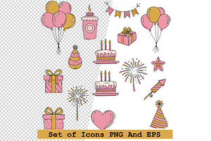 Set of holiday and celebration icons, an Icon by one-touch