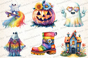Groovy Retro Halloween Clipart, an Illustration by DreamCafeArt (Thumbnail 3 of 7)