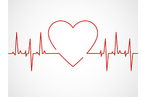 Ekg With Heart. Heartbeat Ecg Line