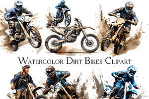 Watercolor Dirt Bike Clipart