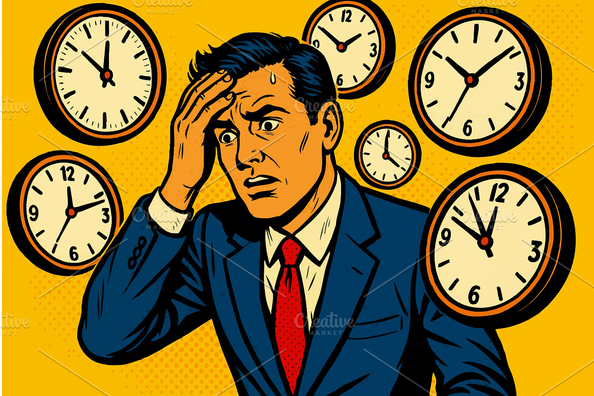 Stressed Businessman Surrounded by, a Person Illustration by AlexArt