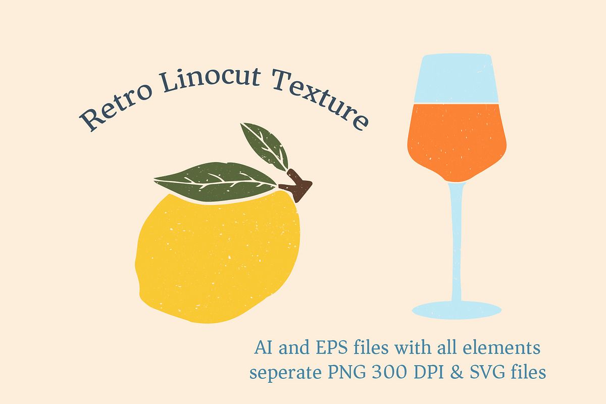 Italian Summer Retro Linocut Clipart, a Decorative Illustration by Ginny and Sam (Photo 4 of 12)
