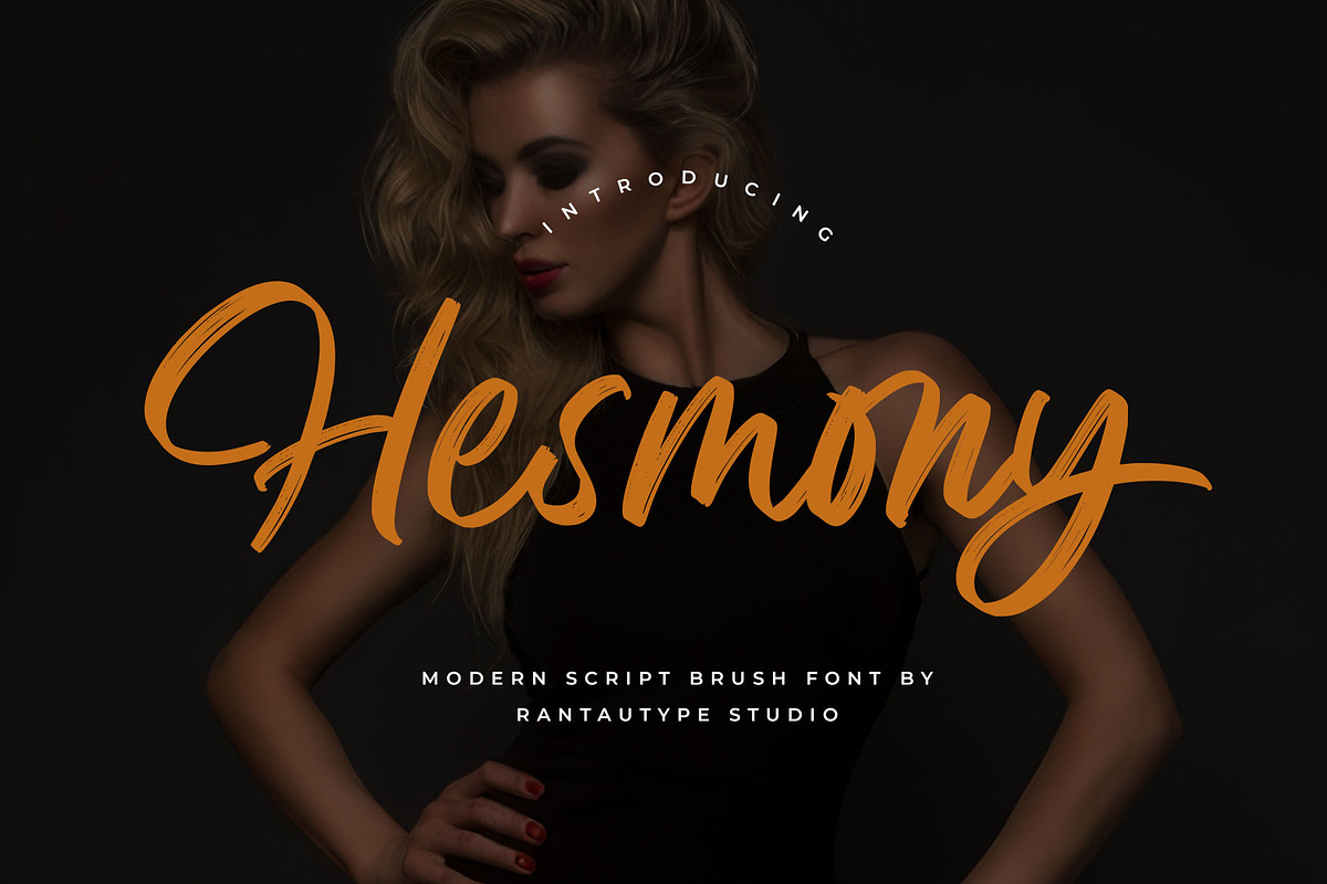 Hesmony Modern Brush Script Font, a Script Font by RantautypeStudio (Photo 1 of 15)
