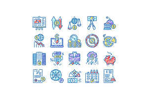 World Financial Crisis set Icons, an Object Illustration by pikepicture