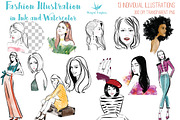 Fashion illustration ink watercolor, a Person Illustration by Winged Graphics (Thumbnail 2 of 5)