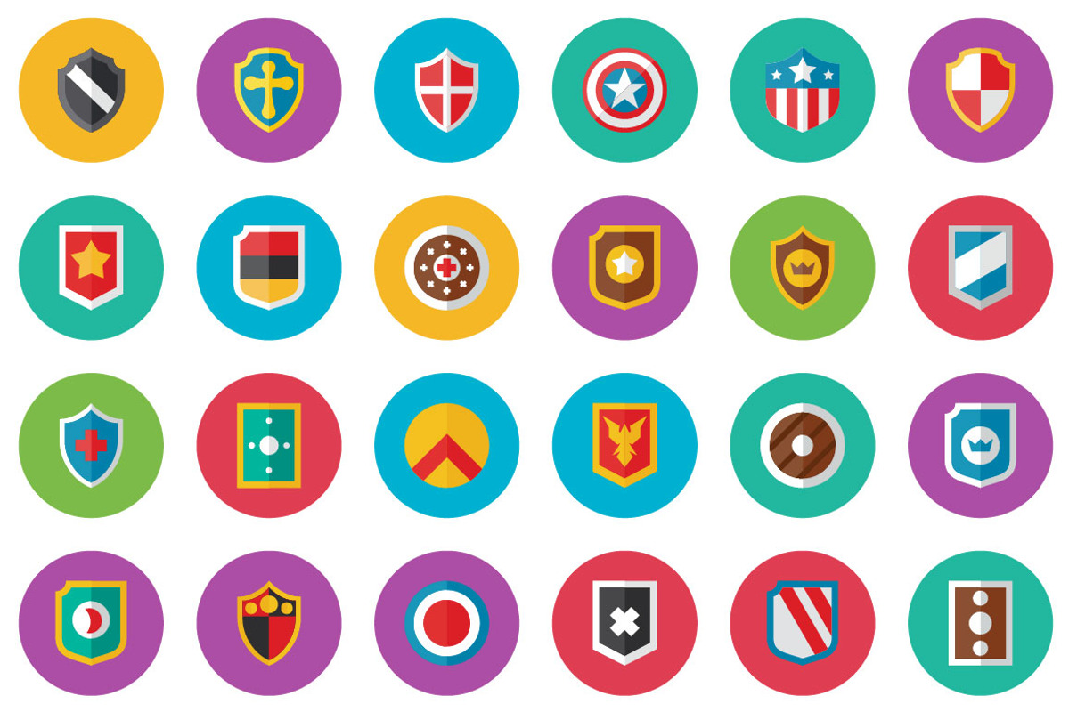 40 Shield Flat Icon Set, an Icon by VectorCam (Photo 1 of 5)