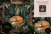 Sleeping Fox In Forest Illustration, an Animal Illustration by The Dutch Lady Designs (Thumbnail 1 of 4)