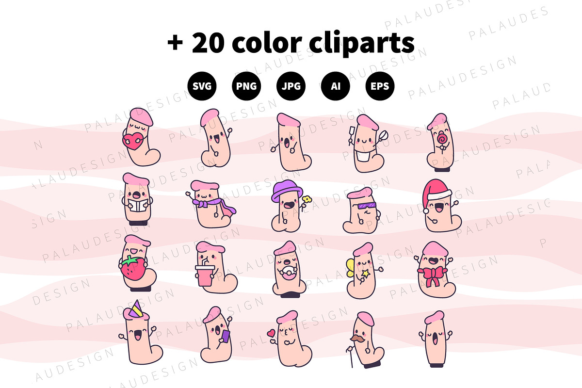 Cute Kawaii Male organ Characters, a Decorative Illustration by Palau (Photo 10 of 12)