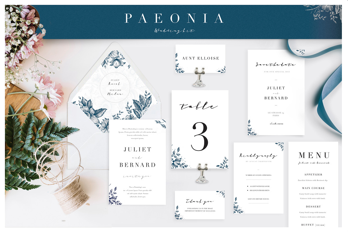 Paeonia Wedding Suite, an Invitation Template by Europe.graphics (Photo 2 of 3)