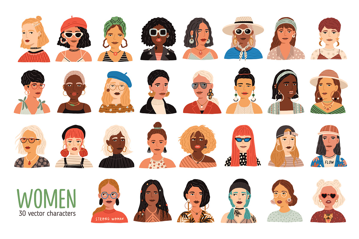 Modern women portraits set, a Person Illustration by Good Studio (Photo 1 of 6)