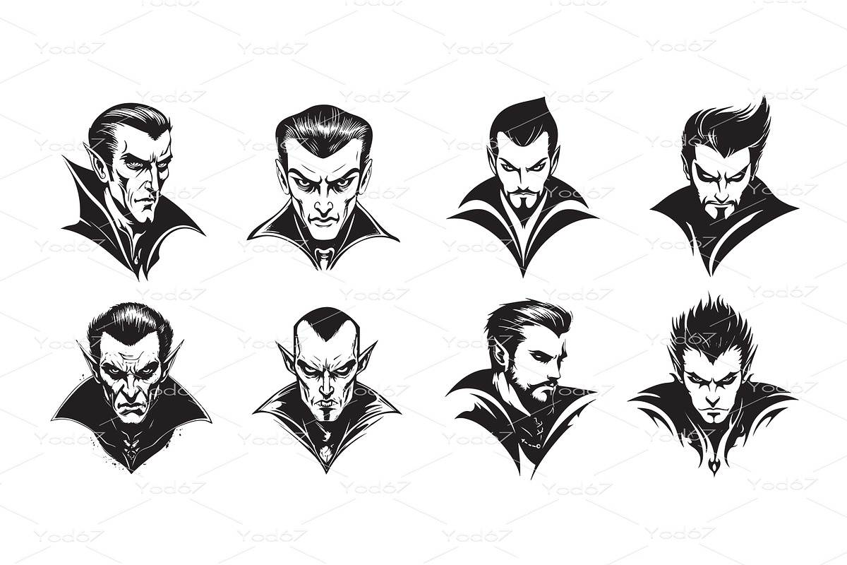 Set of dramatic vampire portraits., a Person Illustration by yod67