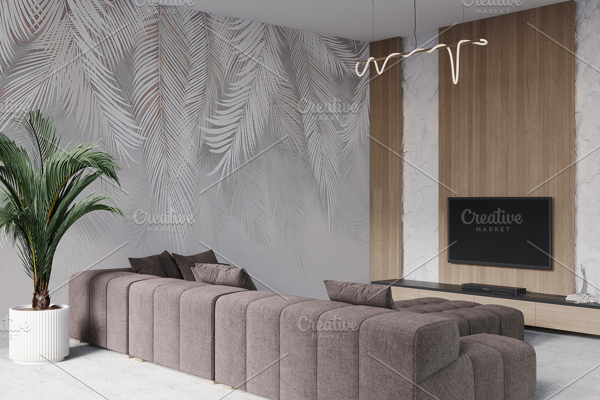 Wallpaper mockup Luxury living room, a Household Mockup by Hunny Badger (Photo 2 of 8)