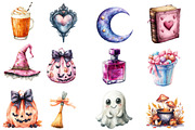 Watercolor Girly Halloween Clipart, an Illustration by Designworld (Thumbnail 4 of 6)