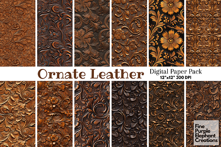 Brown Tooled Leather Embossed Cowboy, a Texture Graphic by Fine Purple Elephant