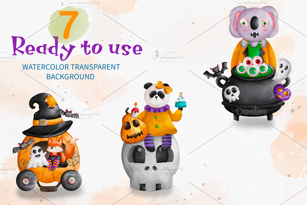 Animal Halloween, Halloween Clipart, an Animal Illustration by Apixsala (Photo 4 of 14)
