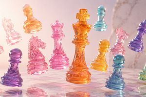 Colorful chess pieces on a board, a Photo by Beautiful things