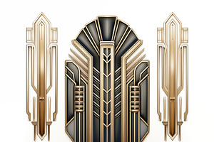 Art Deco style architectural art deco elements featuring geometric shapes, gold, an Object Graphic by Textures & Backgrounds