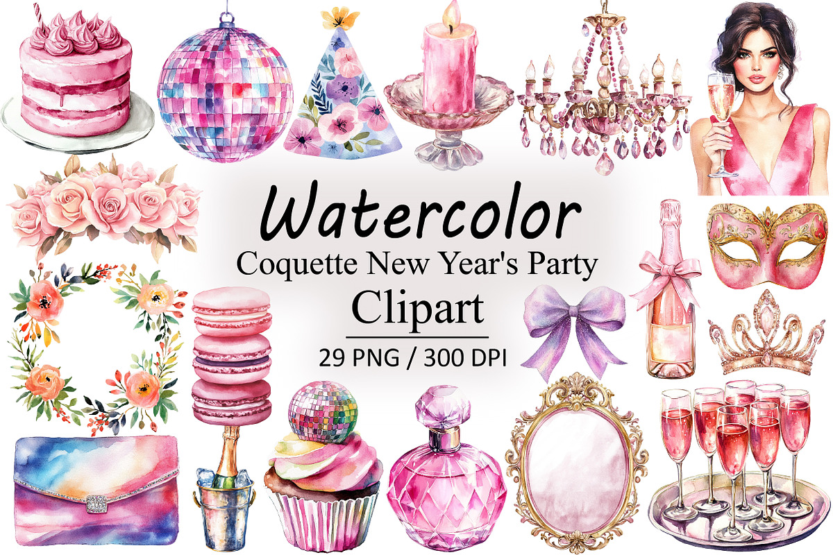 Coquette New Year's Party PNG Clipar, an Illustration by Design Market (Photo 1 of 3)