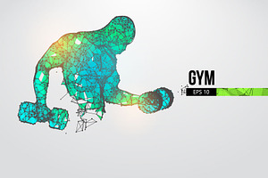 Silhouettes of a bodybuilder, GYM