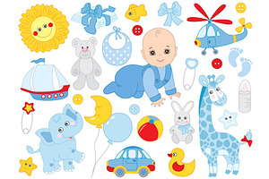 Vector Baby Boy Shower Clipart