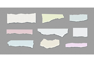 Set Of Torn Notebook Paper Pieces