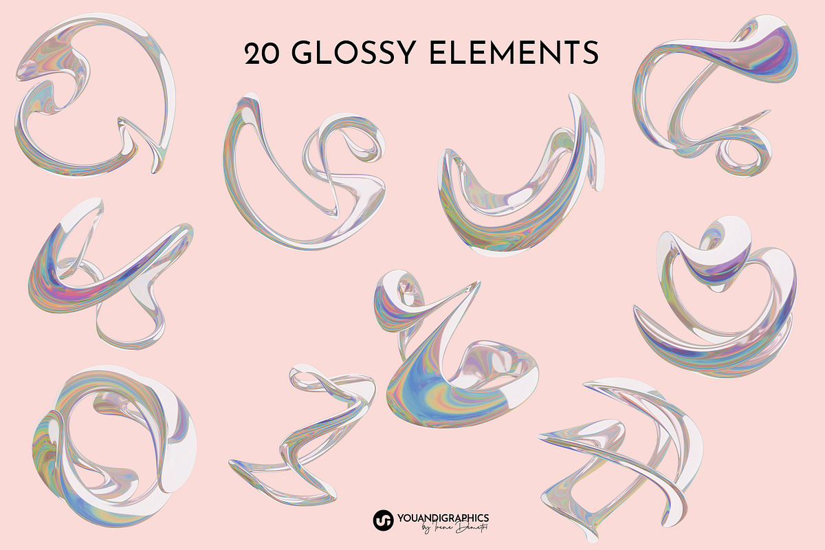 Iridescent 3D Liquid Shapes, a Graphic by Youandigraphics (Photo 11 of 13)