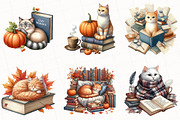 Cat and Book Fall Vibes Clipart, an Illustration by OK Design (Thumbnail 4 of 5)
