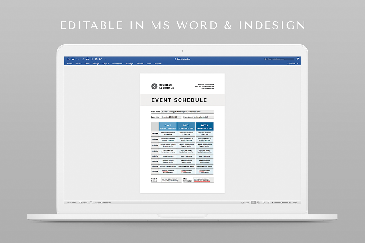Event Schedule | MS Word & Indesign, a Stationery Template by Leaflove (Photo 5 of 5)