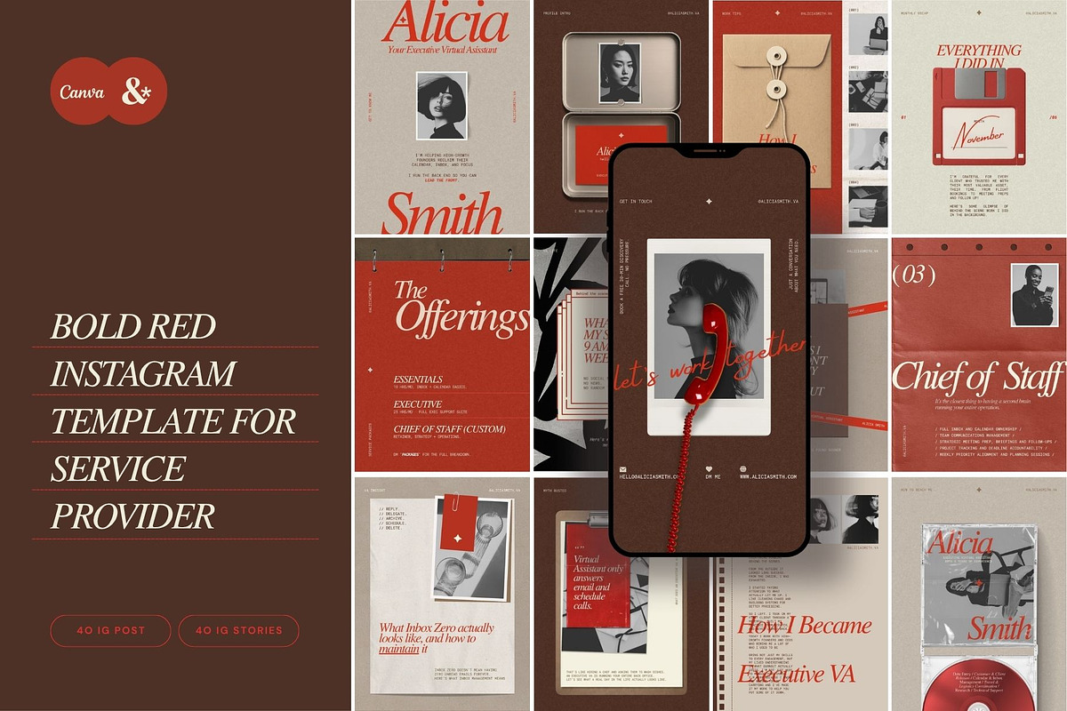 Bold Red Canva Instagram Template, a Social Media Template by And Done Studio (Photo 1 of 8)