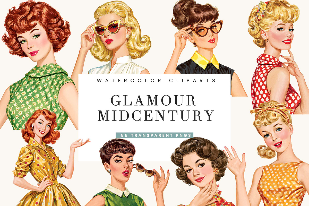 Retro Glamour Midcentury Women, a Person Illustration by BusyDaydesign (Photo 1 of 9)