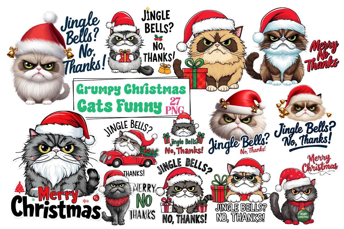 Grumpy Christmas Cats Funny Sublimat, an Illustration by Wow Magic