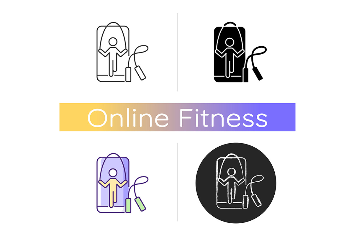 Online rope jumping workout icon, an Outline Icon by IMG Visuals