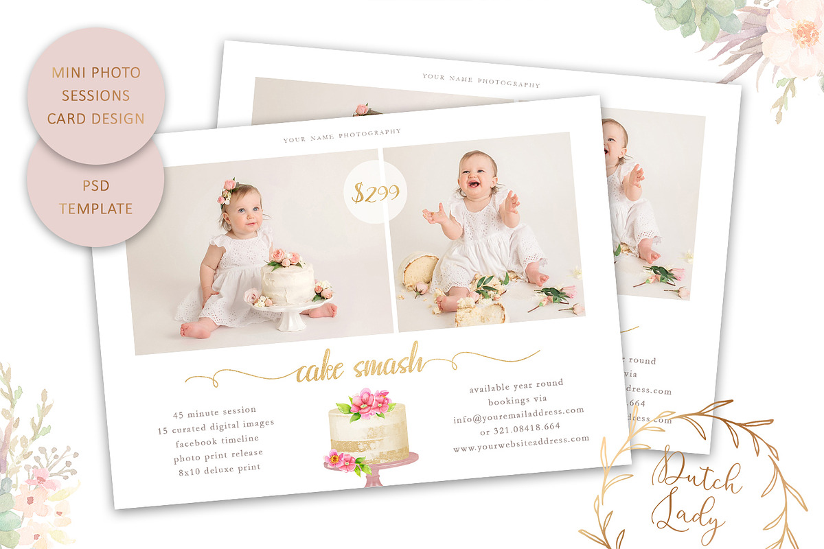PSD Photo Session Card Template #64, a Card Template by The Dutch Lady ...
